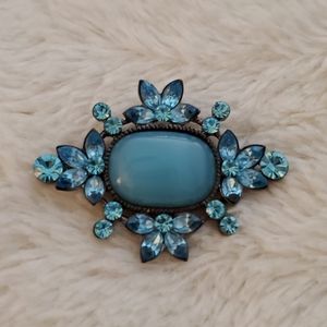 Vintage Blue Crystal and Rhinestone Brooch NWOT!